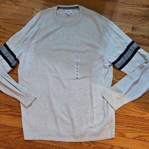 Old Navy Light Gray Sweater with Dark Stripes